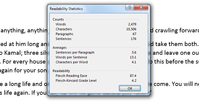 check grade readability in ms word for mac